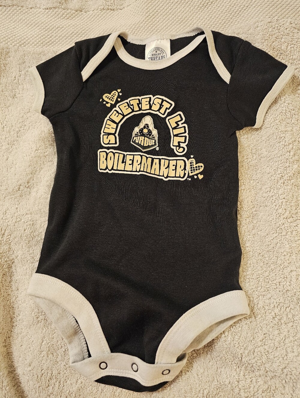 NWOT Purdue Boilermakers One-Piece. Size:6-9M.